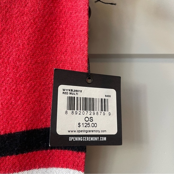 Opening Ceremony Red White Tassel Fringe Streetwear Academia Varsity Scarf Wrap - Picture 7 of 9